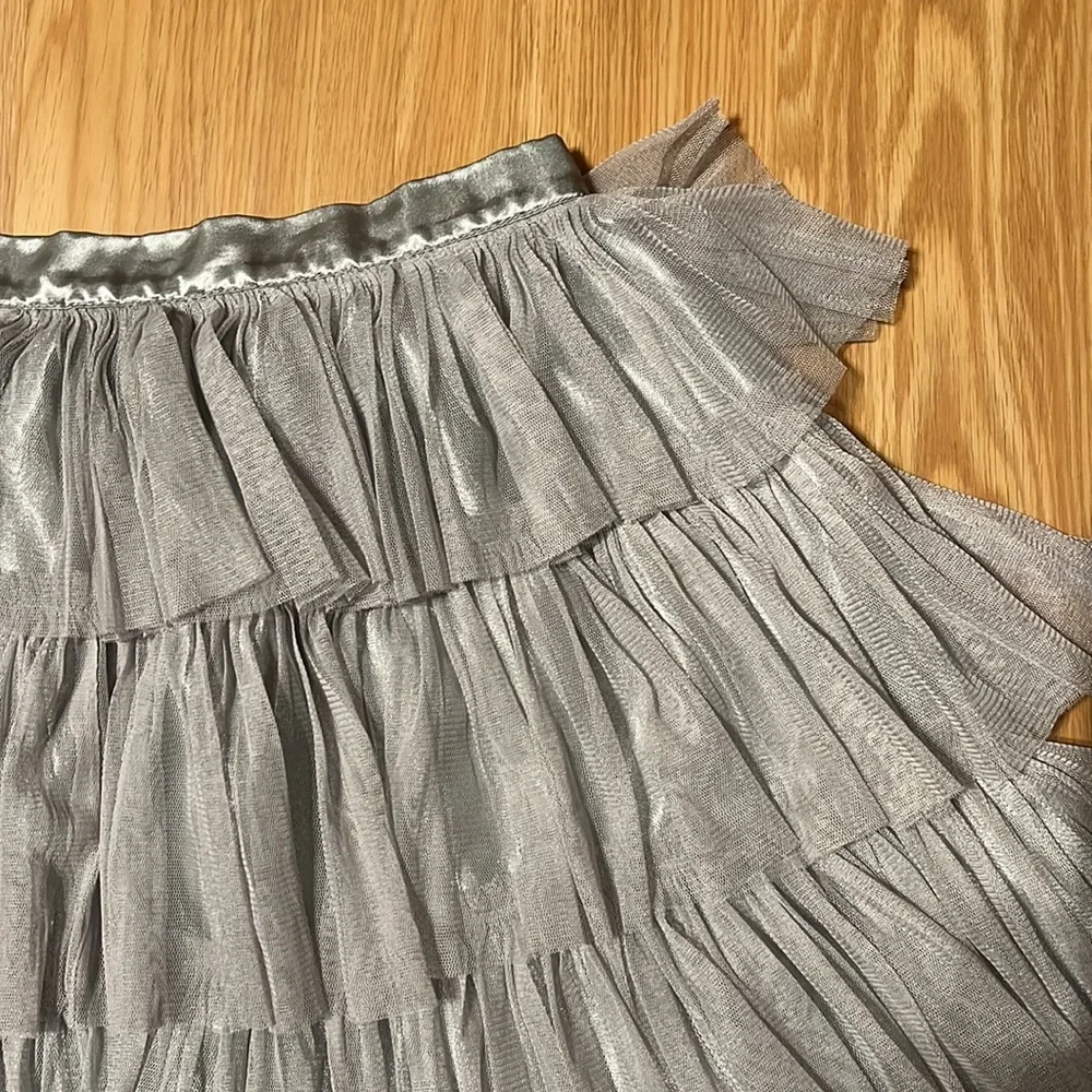 GAP Silver Tulle Layered Skirt, Size L 10